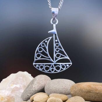 an image of a Filigree Sterling Silver Sailboat Pendant