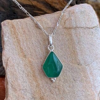 an image of a Geometric Green Onyx and Sterling Silver Pendant