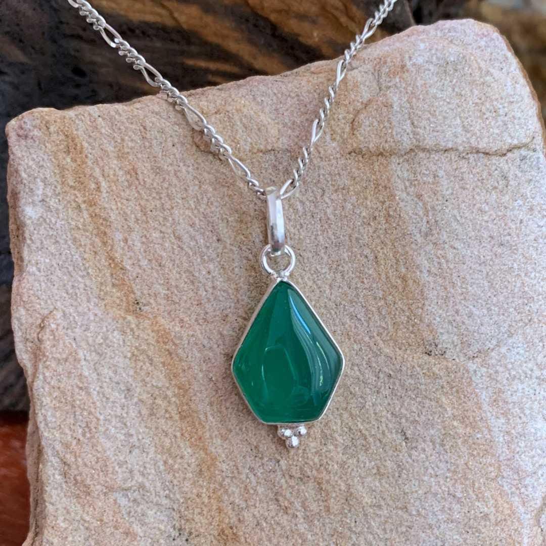 an image of a Geometric Green Onyx and Sterling Silver Pendant