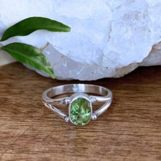 an image of an Oval Faceted Peridot and Sterling Silver Ring