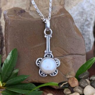 an image of a Flower Pearl and Sterling Silver Pendant