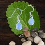 an image of a pair of Petite Oval Rainbow Moonstone and Sterling Silver Earrings