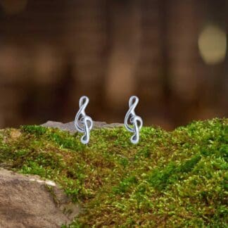 Sterling Silver Treble Clef Stud Earrings