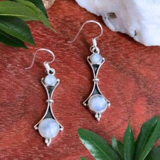 an image of a pair of Double Round Rainbow Moonstone and Sterling Silver Earrings