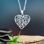an image of a Filigree Sterling Silver Swirling Heart Pendant