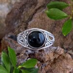 an image of a Round Black Onyx Filigree Sterling Silver Ring
