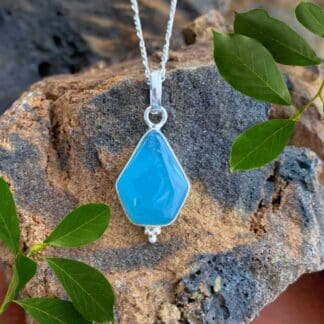 an image of a Geometric Blue Chalcedony and Sterling Silver Pendant