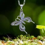 an image of an Oxidized Sterling Silver Angled Butterfly Pendant