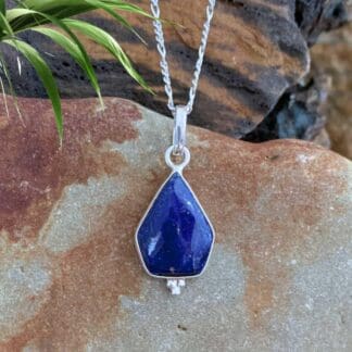 an image of a Geometric Lapis Lazuli and Sterling Silver Pendant