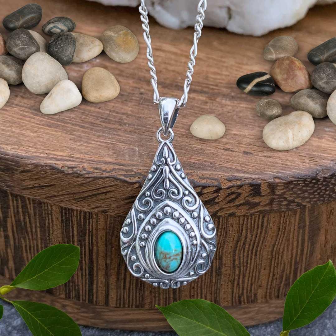 an image of a Pear Shaped Vintage Style Turquoise Pendant