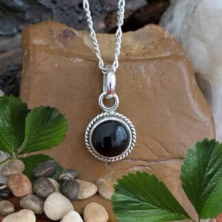 an image of a Petite Round Black Onyx Sterling Silver Pendant