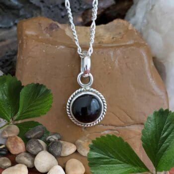 an image of a Petite Round Black Onyx Sterling Silver Pendant