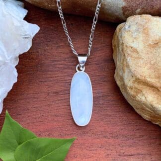 an image of an Oblong Rainbow Moonstone and Sterling Silver Pendant