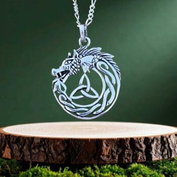 an image of a Sterling Silver Celtic Dragon Pendant