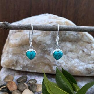 Tiny Turquoise Hearts and Sterling Silver Earrings