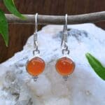 an image of a pair of Petite Round Carnelian and Sterling Silver Earrings