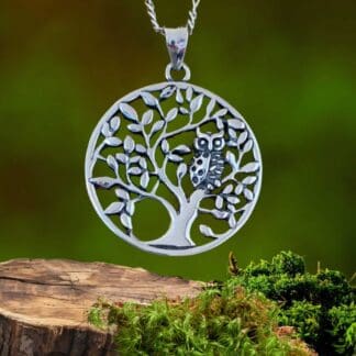 an image of a Sterling Silver Owl in Tree Pendant