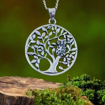 an image of a Sterling Silver Owl in Tree Pendant