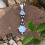 an image of a Double Round Rainbow Moonstone and Sterling Silver Pendant