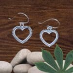 an image of a pair of Beaded Sterling Silver Open Heart Earrings
