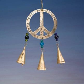 An image of a Recycled Metal Single Peace Sign Wind Chime