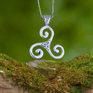 an image of a Sterling Silver Triskelion and Triquetra Celtic Pendant