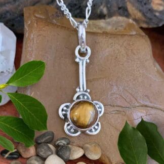 An image of a Flower Tiger's Eye and Sterling Silver Pendant