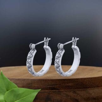 Petite Geometric Sterling Click Hoop Earrings