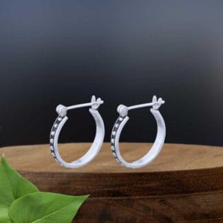 Sterling Silver Dotted Click Hoop Earrings