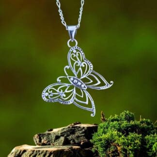 an image of a Sterling Silver Filigree Angled Butterfly Pendant