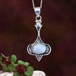 an image of an Oval Pearl and Sterling Silver Beaded Pendant
