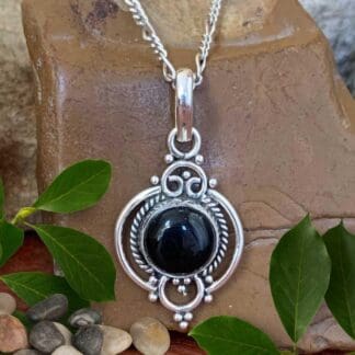 an image of a Feminine Black Onyx and Sterling Silver Pendant