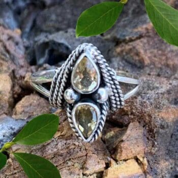 an image of a Double Faceted Citrine and Sterling Silver Ring