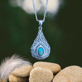 an image of a Pear Shaped Vintage Style Turquoise Pendant