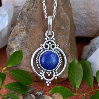 an image of a Feminine Lapis Lazuli and Sterling Silver Pendant