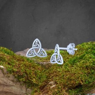 an image of a pair of Triple Triquetra Celtic Sterling Silver Stud Earrings