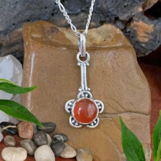 Flower Carnelian Sterling Silver Pendant