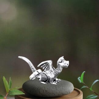 an image of a Winged Pewter Dragon Ring Holder
