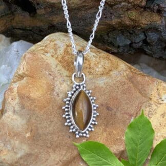 an image of a dainty Tiger's Eye Marquise Sterling Silver Pendant
