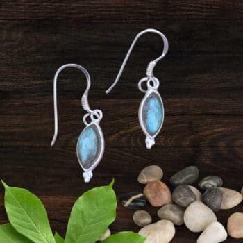 an image of a pair of Petite Marquise Labradorite and Sterling Silver Earrings