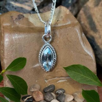 an image of a Petite Marquise Blue Topaz and Sterling Silver Pendant