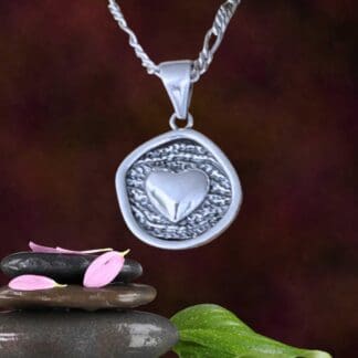 an image of a Sterling Silver Heart Medallion Pendant