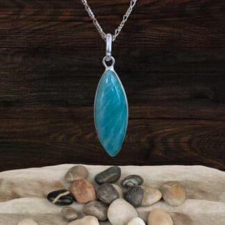 Marquise Amazonite and Sterling Silver Pendant