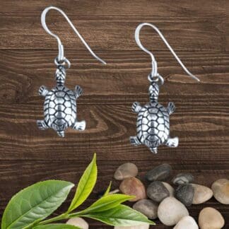 an image of a pair of Sterling Silver Turtle Dangle Earrings
