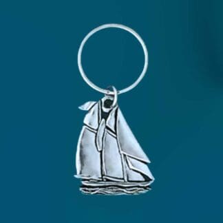 Ocean Sailboat Pewter Keychain