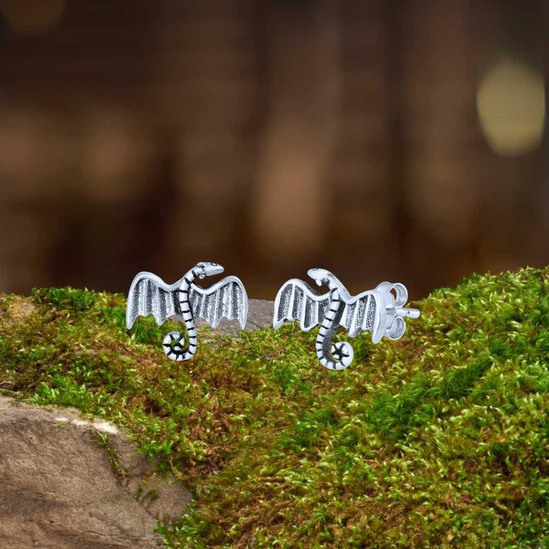 an image of a pair of Sterling Silver Dragon Stud Earrings