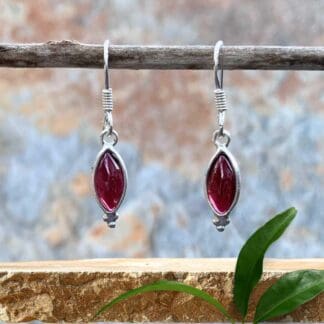 an image of a pair of Petite Marquise Garnet and Sterling Silver Earrings