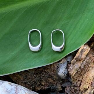 an image of a pair of Open Oval Sterling Silver Stud Earrings