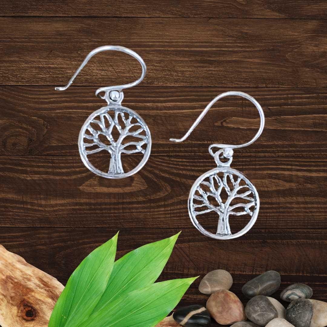 an image of a pair of Petite Sterling Silver Tree Of Life Earrings