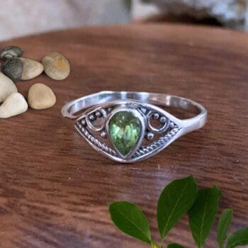 an image of a Dainty Teardrop Peridot Sterling Silver Ring